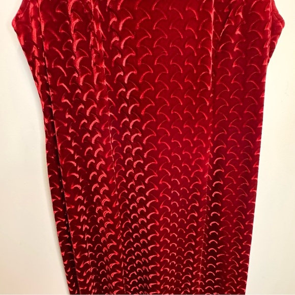 Vintage Michel Antonio Collection Burgundy Velvet Scoop Neck Maxi Dress Size 16 - Picture 3 of 14